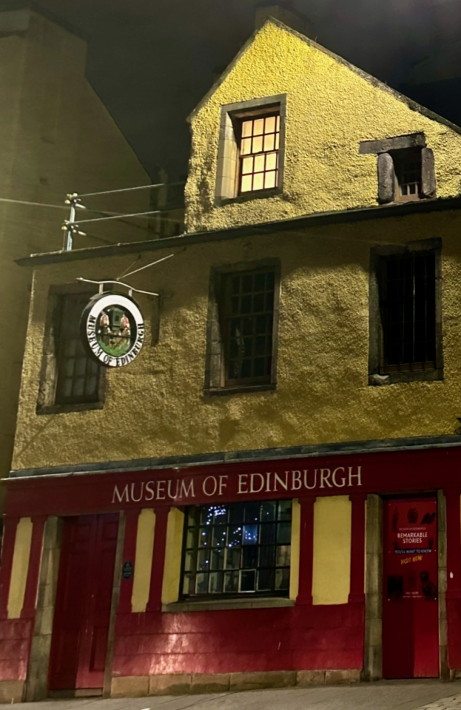 Exterior view of the Museum of Edinburgh, a historical treasure trove showcasing the city's rich heritage.