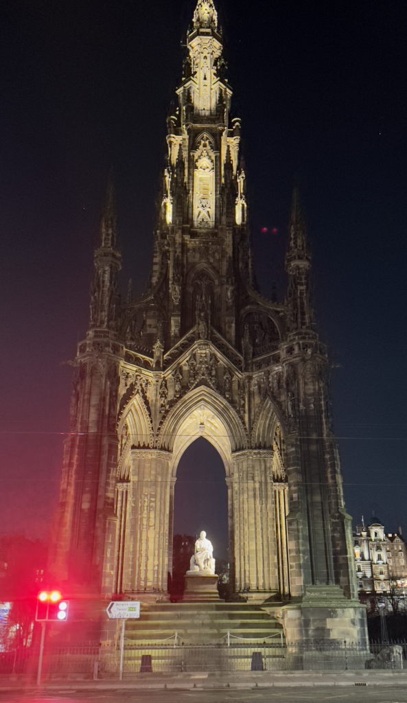 The Scott Monument stands tall and majestic, offering a striking tribute to Sir Walter Scott, one of Scotland's most celebrated authors.